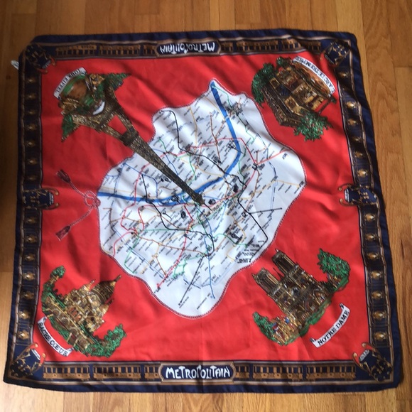 LAHMY SCARF PARIS FRANCE LANDMARKS souvenir EIFFEL TOWER NOTRE DAME VTG - Picture 5 of 16